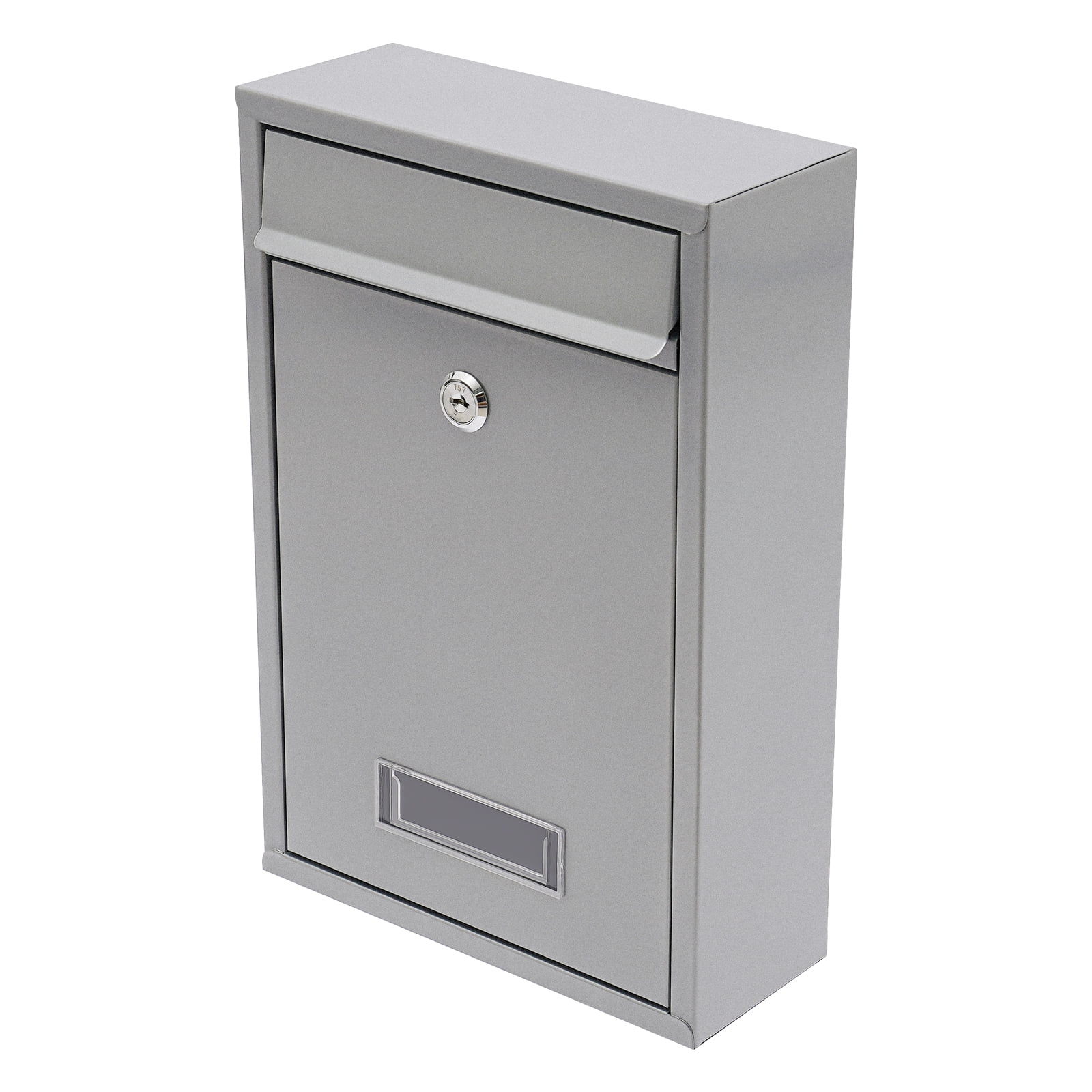 Elegant Silver Mailbox, 8.46x3.35x12.6in, Galvanized Sheet & PS, Wall-Mounted, Secure Lock with 2 Keys, Rainproof, Clear Window, Modern Design for Homes & Offices