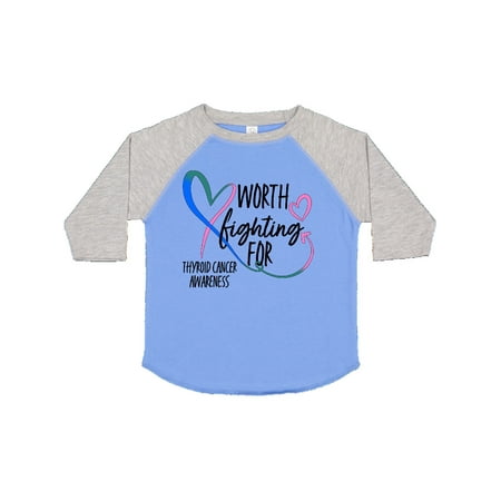 

Inktastic Thyroid Cancer Awareness Pink Blue Teal Heart Ribbon Gift Toddler Boy or Toddler Girl T-Shirt