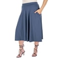 thumbnail image 3 of Plus Size Elastic Waist Pleated Pocket Midi Skirt, 3 of 7