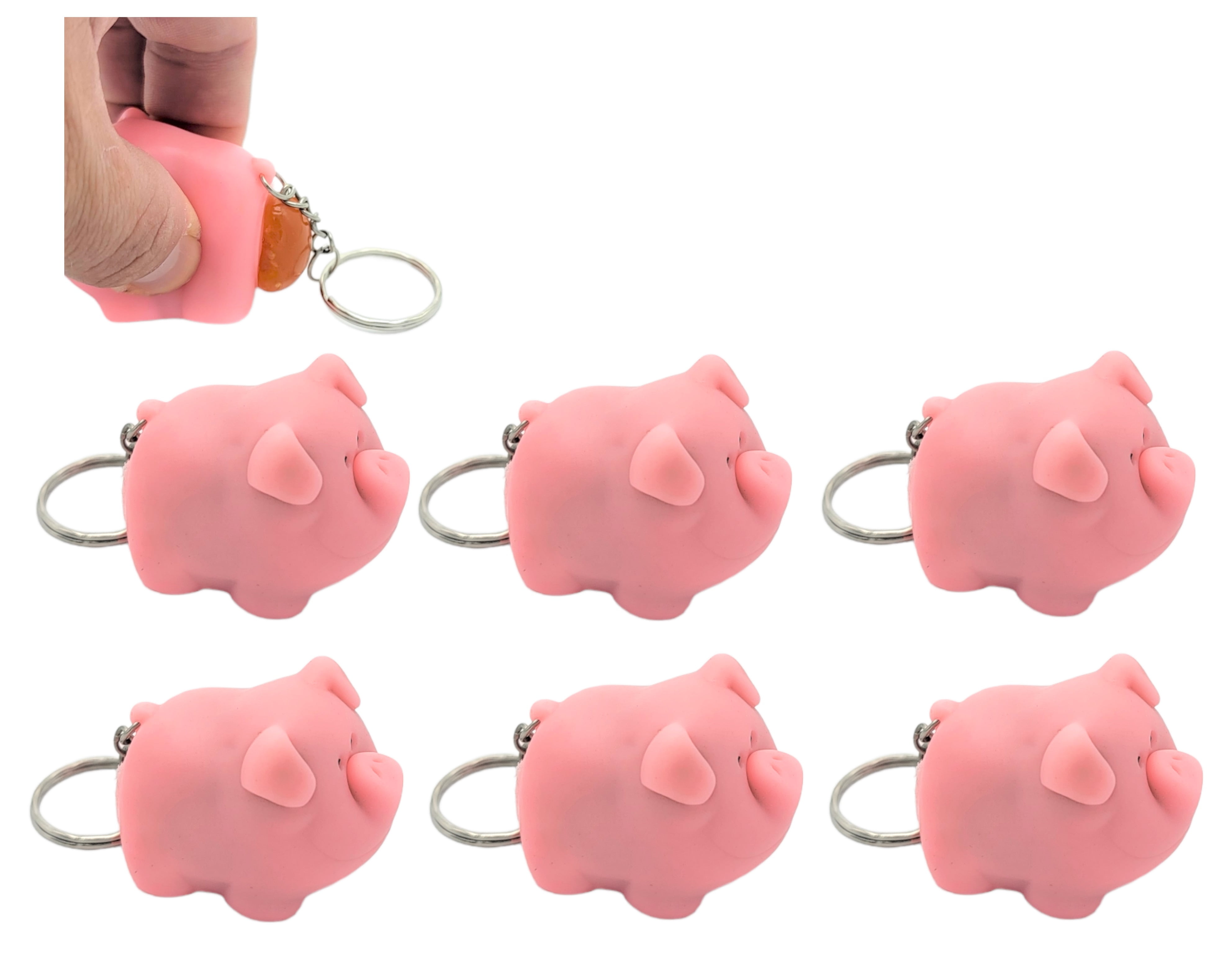 Is That Poop Chain 6 Pack - Naughty Squeeze Pooping Pink Pig Keychains (2