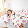 thumbnail image 4 of jejeloiu Pink Bow Cowgirl Western Queen Comforter Set Kids,Cute Western Print Bedding Comforter Set,Reversible,3-Piece, 4 of 8