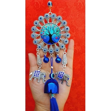 Metal Evil Eye Hanging for Home House Entrance Door Decoration, Evil Eye Tree Hanging Nazar Battu for Shop Office Living Room