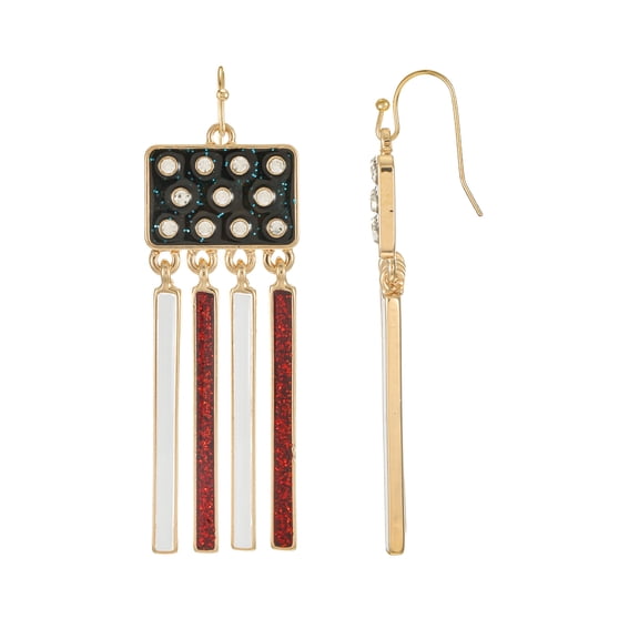 Way to Celebrate Americana Flag Fringe Earrings