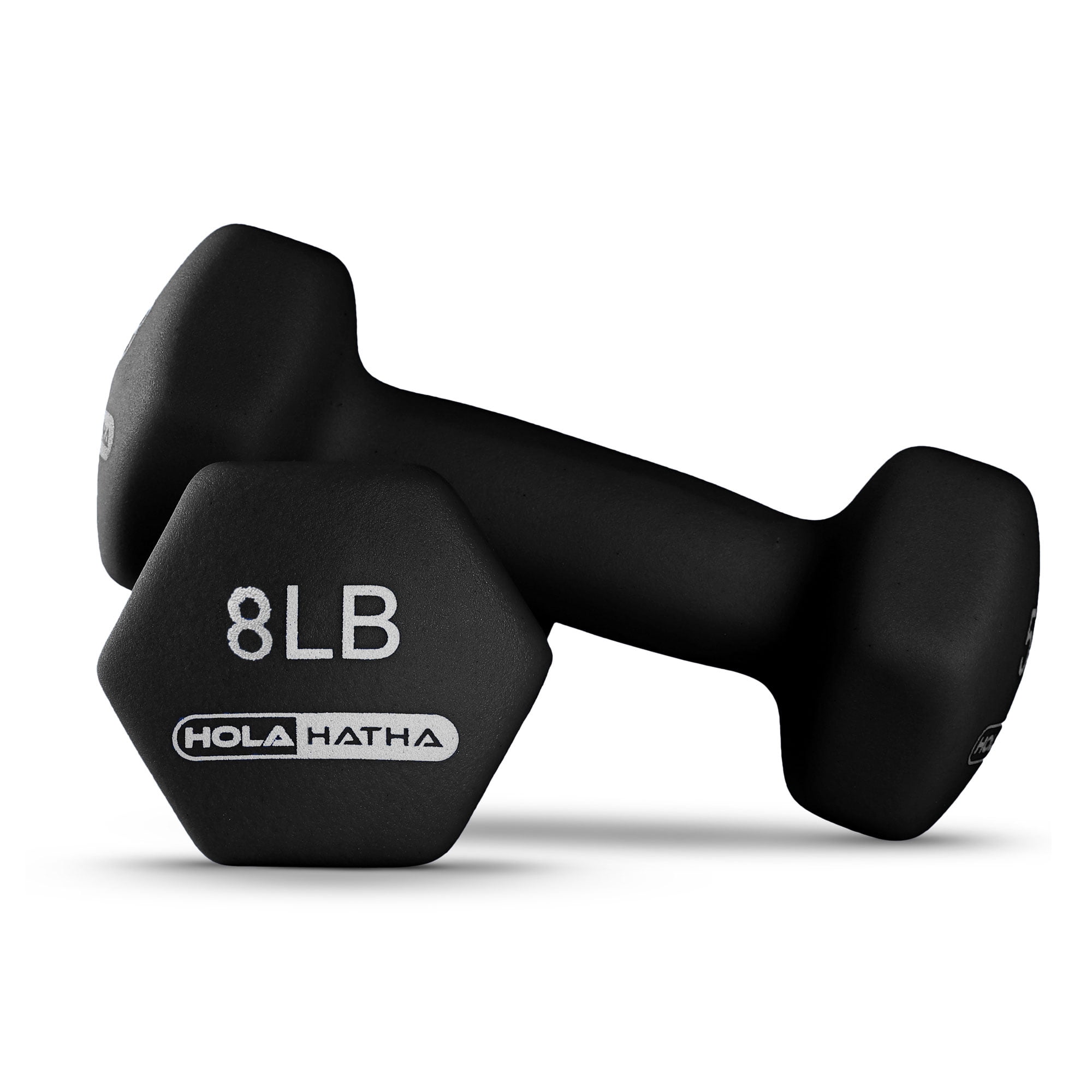 HolaHatha Neoprene Dumbbell Weight Set with Rack (Black), 112.5 lb