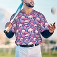 thumbnail image 5 of Hirioo white Skull blue flower for Men's Baseball T-shirt Shirts Short Sleeve Casual Summer Button Stretch T Shirts,Size S-4XL-Large, 5 of 7
