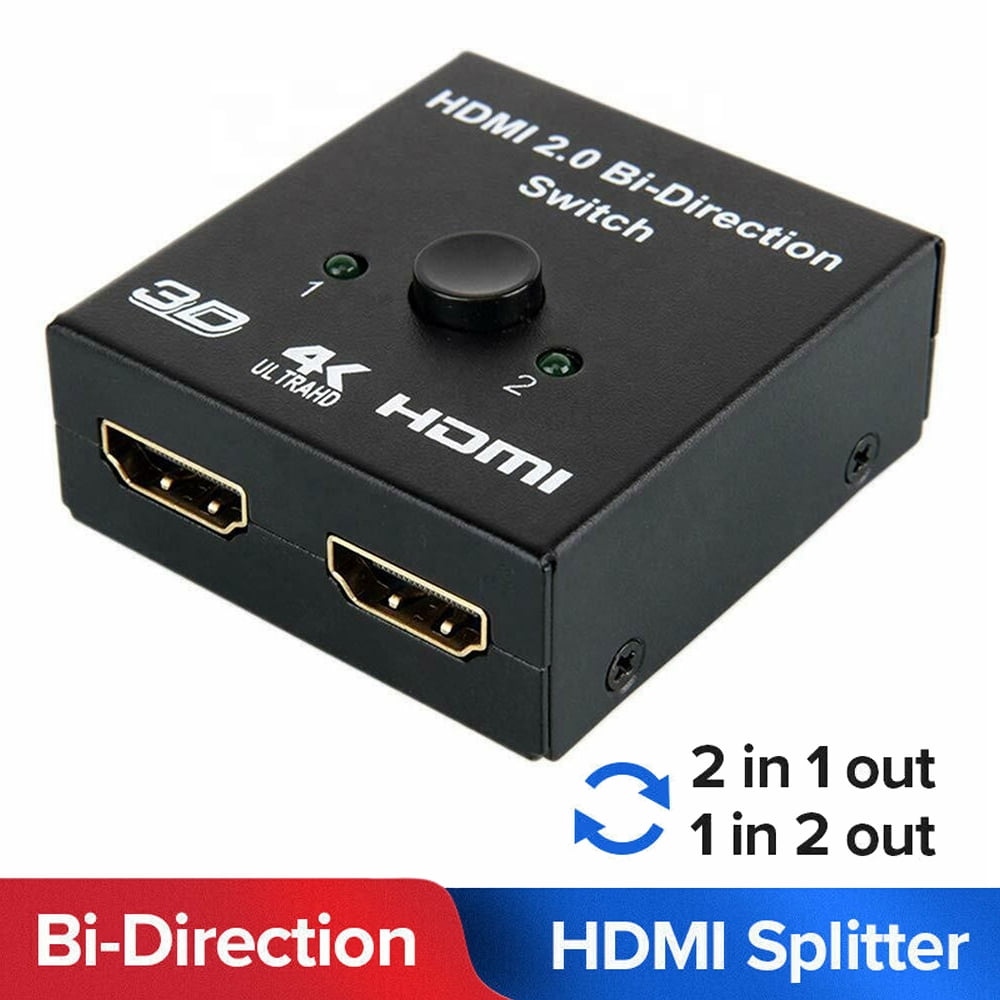 HDTV/Blu-Ray/DVD/DVR Player usw. PS4 HDMI Switch Aluminium Ippinkan HDMI Splitter Bi-Direction 2 In 1 oder 1 In 2 Manuell HDMI Switcher Unterstützt HD 4K 3D 1080P für Xbox