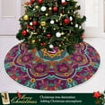 thumbnail image 6 of FMSHPON Boho Bohemian Mandala Flowers Xmas Christmas Tree Skirt Stand Mat for Holiday Party Decoration Indoor Outdoor 48 inches, 6 of 6