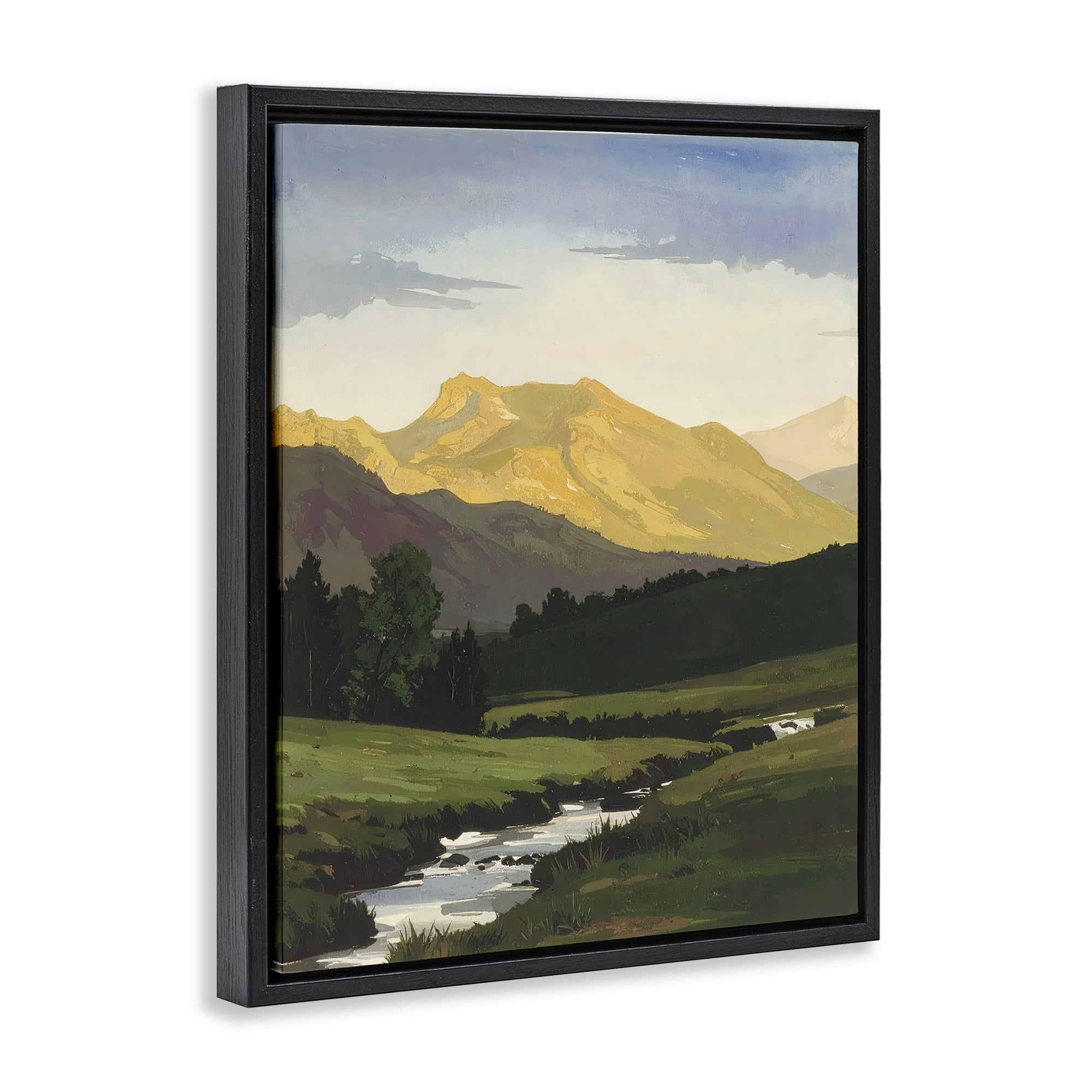 Stupell Industries Mountain Across The Valley Black Framed Floater Canvas Wall Art, design by Alonza Saunders