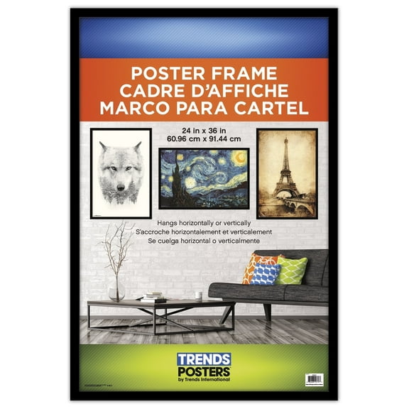 Trends International Deluxe Poster Frame, Black, for 24" x 36" Posters