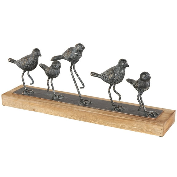 18" x 7" Gray Metal Bird Sculpture, by DecMode