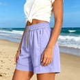 thumbnail image 5 of Sheghy Workout Shorts Women 100%Cotton Women Summer Fashion Solid Quick Dry Sports Drawstring Dual Pocket Knee-Length Shorts Purple XXXL, 5 of 6