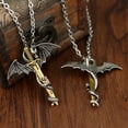 thumbnail image 5 of Racing Butterfly Stainless Steel Luminous Fly Dragon Sword Pendant Chain Necklace Mens Jewelry, 5 of 8