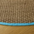 thumbnail image 4 of SAFAVIEH Natural Fiber Arbor Bordered Area Rug, Natural/Turquoise, 6' x 6' Round - Coastal Design, Natural & Turquoise, Seagrass, Ideal for Entryway, Kitchen, Living Room, Office, 4 of 13