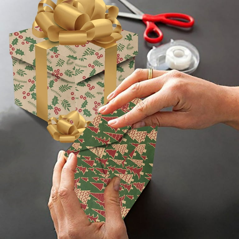 BASTAY Christmas Vintage Kraft Paper Wrapping Paper DIY Gift Wrapping Paper, Size: One Size