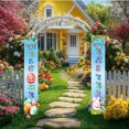 thumbnail image 5 of HongHeng Spring Porch Banners and Flower Porch Sign Spring Floral Door Sign Bunny Eggs Hanging Flag Spring Summer Flower Porch Banner Sign for Home Indoor Outdoor Decorations, 5 of 7