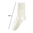 thumbnail image 2 of Opolski Loose Socks Mid-tubed Socks 1 Pair Women Summer Socks Thin High Elasticity Solid Color Mid-tube Loose Non-pilling Sweat Absorption Sports Wear Work Warm White, 2 of 8