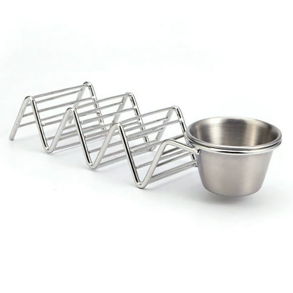 Taco Holder, 3 Grid V Shaped Glossy Taco Holder Rack Taco Holders Taco Stand with Sauce Cup for Restaurants, Dining Tables, Household And Banquets