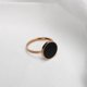 thumbnail image 1 of Anillo de acero de titanio brillante con forma de concha negra redonda que no se decolora, anillo conmemorativo de viaje con lunares, anillo sencillo a juego, 1 of 6