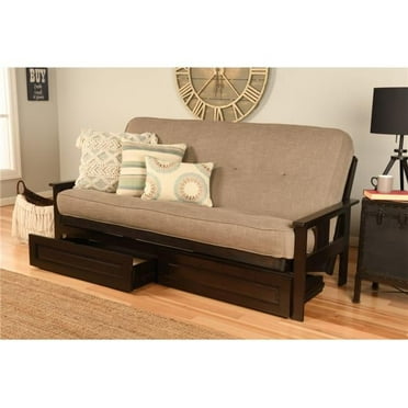 Kodiak Furniture Monterey Full Frame with Linen Fabric Mattress in Espresso/Gray