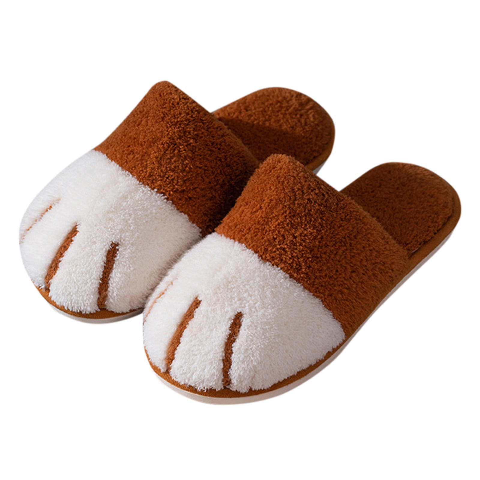 Cattior Mens Colorful Comfy Warm Fur Slippers PU Leather Slippers 