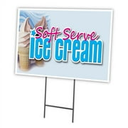 SOFT SERVE ICE CREAM 18"x24" Yard Sign & Stake outdoor plastic window | Advertise Your Business | Stake Included Image On Front Only | Made in The USA