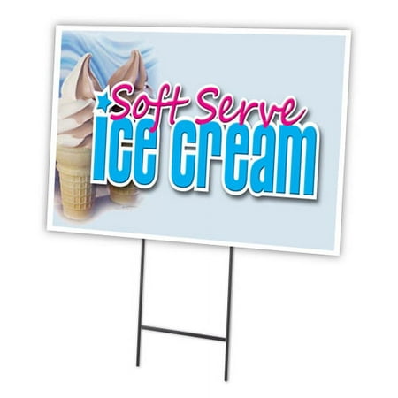 SOFT SERVE ICE CREAM 18"x24" Yard Sign & Stake outdoor plastic window | Advertise Your Business | Stake Included Image On Front Only | Made in The USA