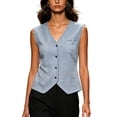 thumbnail image 4 of GUACER Gingham Plaid Vest for Women Sleeveless Button Down V Neck Blouse with Pocket Casual Summer Tank Tops, 4 of 8