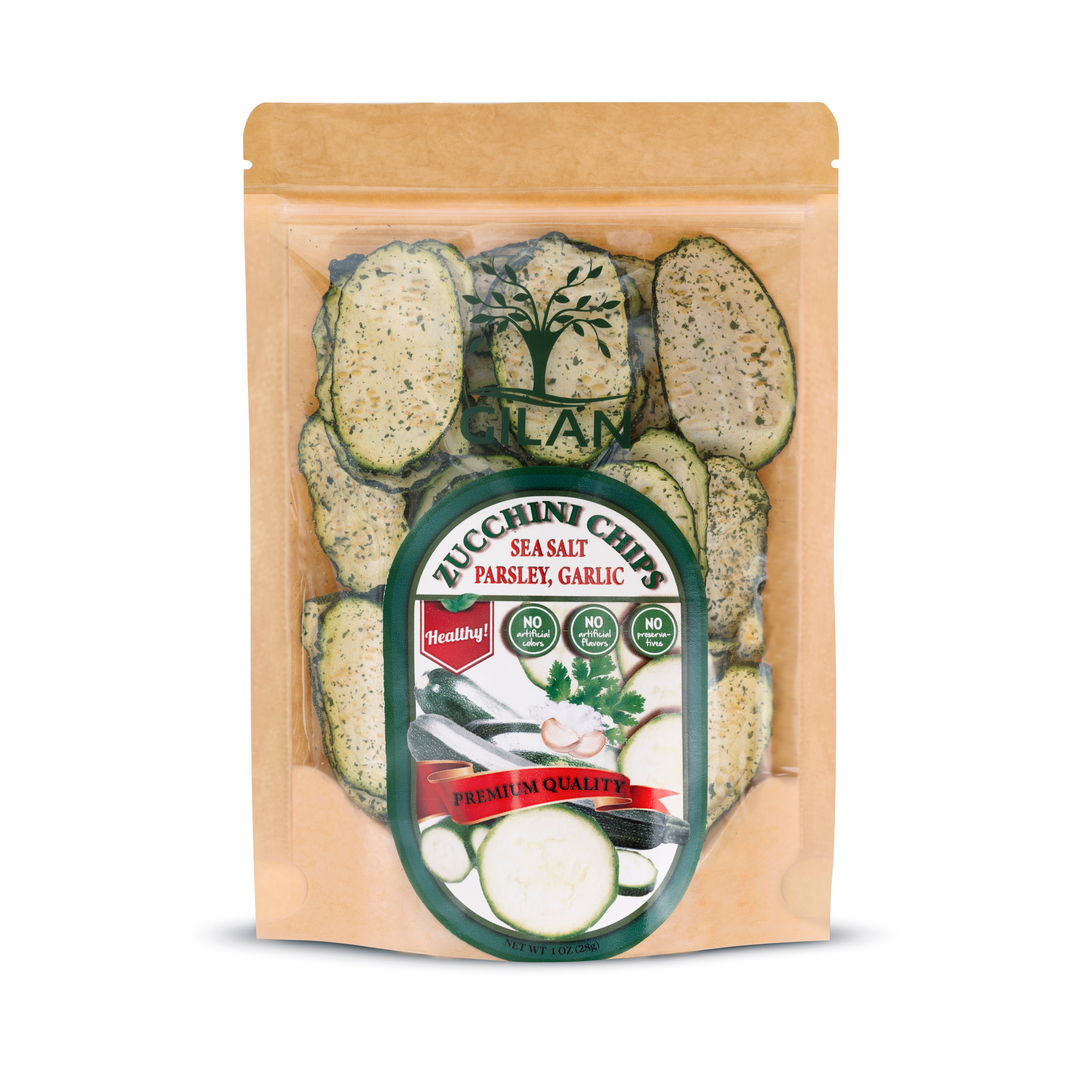 Gilan Dried Zucchini Chips, (Parsley, Garlic and Sea Salt Flavor), Low