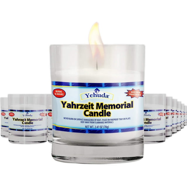 Vaso de cristal Yehuda Yahrzeit de Memorial Candle, 24 unidades, 24 horas