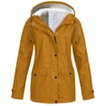 thumbnail image 2 of Waterproof Fleece Hiking Jacket, Hooded Rain Shell Women, Outdoor Softshell Khaki 3Xl , Coat, 2 of 4