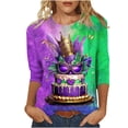 thumbnail image 2 of Craaazy Women's Mardi Gras Mask Prints 3/4 Sleeve Loose Crew Neck Sweatshirts Gifts, 2 of 5