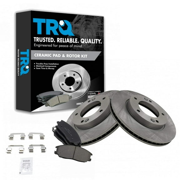 TRQ Front Brake Pad & Rotor Kit Brake Pads Brake Rotor Ceramic Fits Select 2007-2009 Kia Sorento