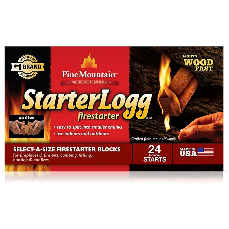 Pine Mountain StarterLogg Select-A-Size Firestarting Blocks, 24 Starts  Firestarter Wood Fire Log for Campfire, Fireplace, Wood Stove, Fire Pit,  Indoor u0026 Outdoor Use - Walmart.com