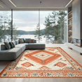 thumbnail image 2 of ODIKA 6'x9' Ultra-Soft Area Rug, Hallway Wide Taupe Boho Southwestern Fret Border Hallways Entry None Washable, Bare feet friendly, Silk-Touch for Guest Room, Bedroom, 2 of 7