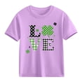 thumbnail image 2 of Girls St. Patrick's Day T-Shirt Purple Love Shamrock Graphic Tee 100% Cotton Kids & Kids Short Sleeve Shirt Sizes 3-10,Size 3 T, 2 of 9