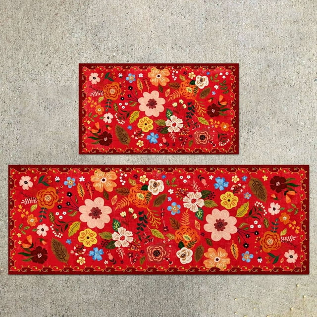 KER Retro Flowers Floormat Classic Flowers Design For Living Room Bedroom For Daily For Present