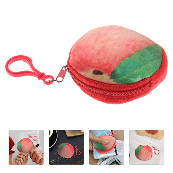 HOMOBABE Cartoon Fruit Shape Coin Purse for Kids Girls Fuzzy Material Plush Mini Wallet 1Pcs