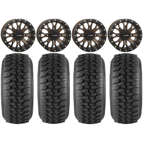 System 3 ST-3 15" Wheels Bronze 33" Desert Series Tires Can-Am Commander Maverick Renegade Outlander Defender