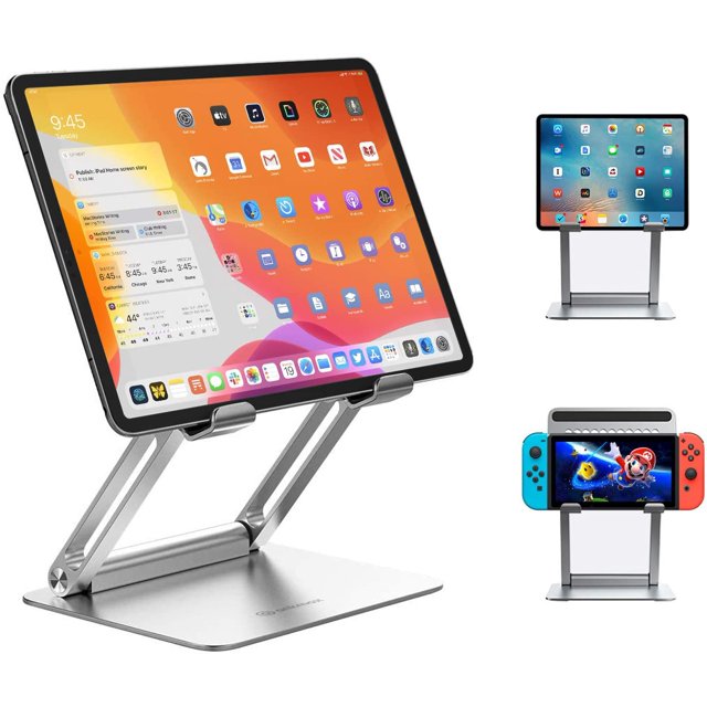 Support pour Tablette et Ordinateur, Support Pliant pour ipad, Hauteur Réglable, angle Réglable, Aluminium, design Ergonomique Amélioré, Excellente Stabilité, compatible avec Modèles iPad/Kindle/Surface 4-12.9 Pouces