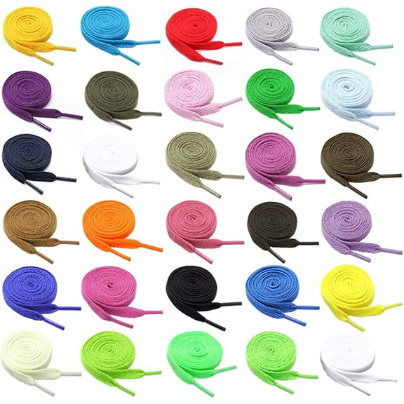 30 Pairs Shoe Laces Bulk Cotton Assorted Colored Shoelaces Multipack Shoe Strings for Sneakers Athletic Sport (48in Length)