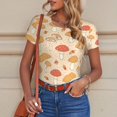 thumbnail image 6 of Fotbe Autumn Mushrooms Women's Crew Neck Short Sleeves Bodysuit Tops Round Neck Slim Sleeveless Soft Comfortable Basic-Medium, 6 of 7