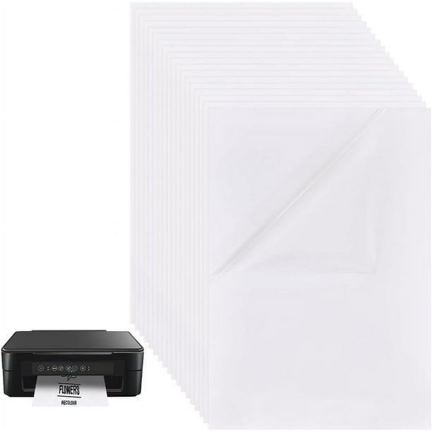 18 hojas de 8,3" x 11,8" tamaño A4, etiquetas adhesivas de película PET transparente, impermeables, etiquetas autoadhesivas en blanco A4 para impresión por inyección para suministros de oficina