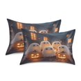 thumbnail image 2 of Dailycode Satin Pillow Case King Silk Pillow Cover for Hair and Skin Envelope Closure Cute Ghosts Pumpkins on Stress 20"x40", 2 of 9