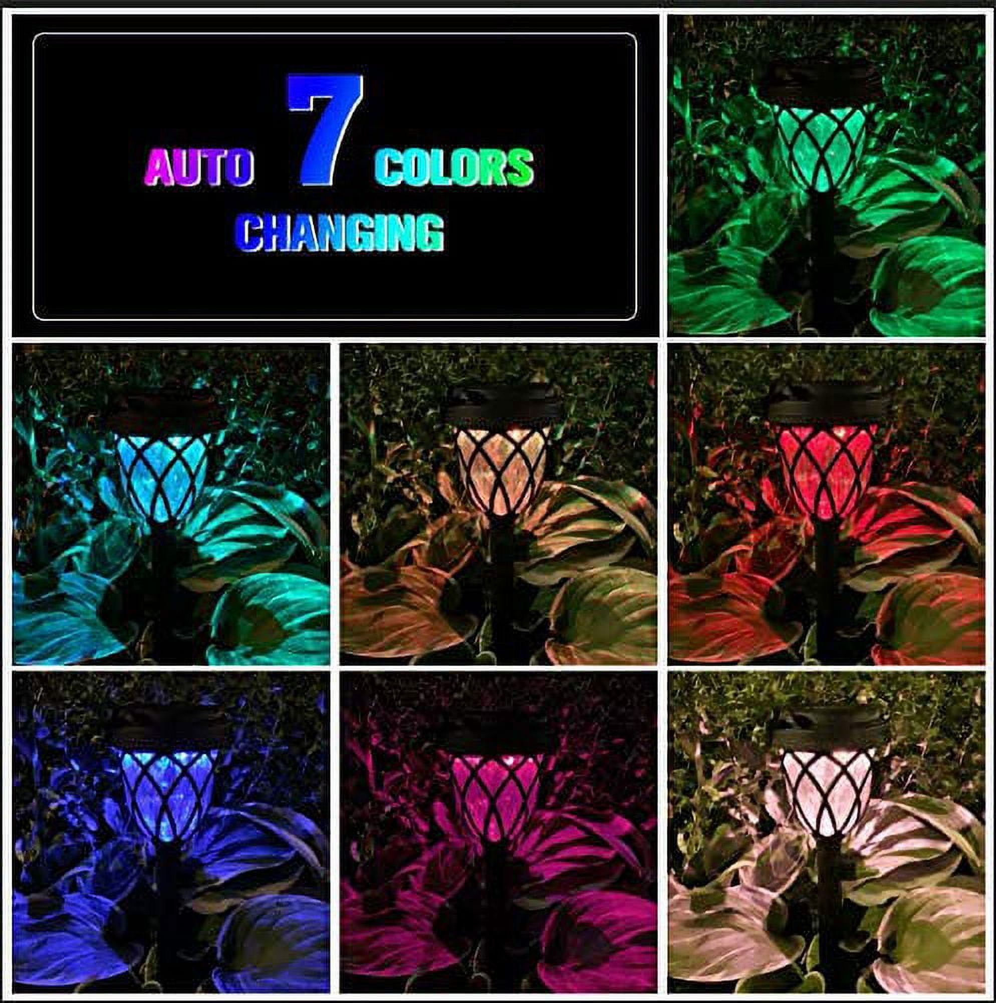 ExcMark 10 Pack Solar Lights Outdoor Garden Pathway Solar Powered Yard Lights for Walkway Sidewalk Driveway. (Black, Multi-colored)
