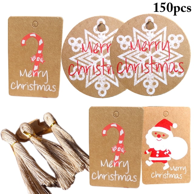 150PCS Christmas Gift Tag Creative Lovely Hanging Tag Marking Tag with String