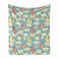 thumbnail image 1 of Pastel Soft Flannel Fleece Throw Blanket, Rainbow Unicorns Flying in Sky with Clouds Children Cheerful Kids Nursery Theme, Cozy Plush for Indoor and Outdoor Use, 50" x 70", Multicolor, by Ambesonne, 1 of 6