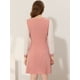 thumbnail image 4 of Vestido Midi Elegante Con color De Contraste Y Cuello En V de Manga Larga Para Mujer Rosa XS, 4 of 5