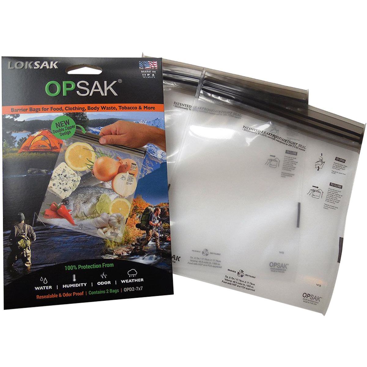 LOKSAK OPSAK Odor Proof Re-Sealable Storage Bags (2 Pack) - 7' x 7'
