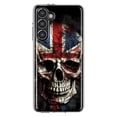 thumbnail image 1 of MUNDAZE Samsung Galaxy S23 Plus Shockproof Clear Hybrid Protective Phone Case British UK Flag Skull Cover, 1 of 5