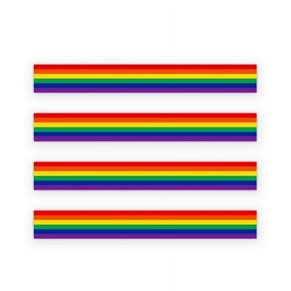 Gay Pride Strips Set of 4 - 3" each Vinyl Stickers - For Car Laptop I-Pad Phone Helmet Hard Hat - Waterproof Decals